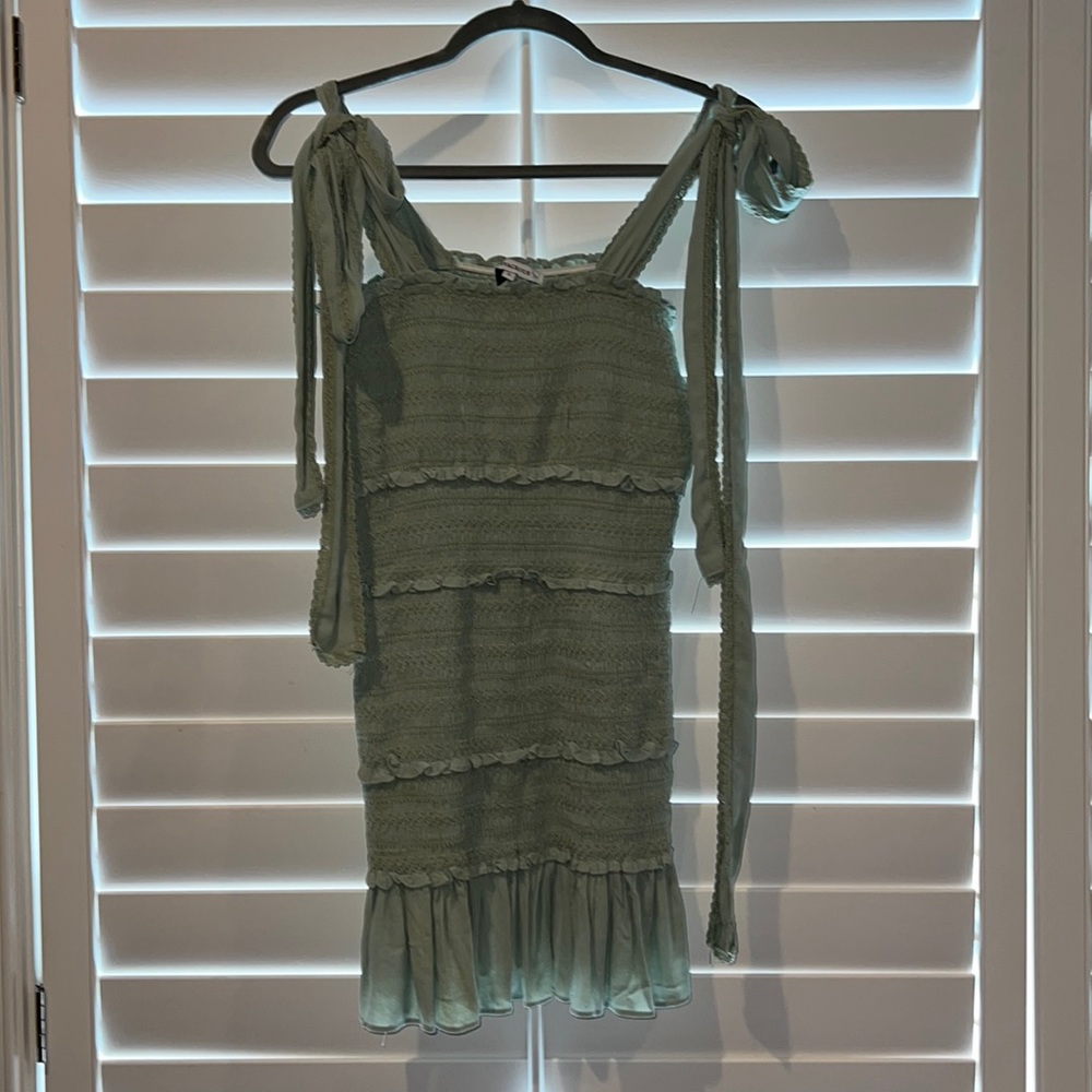 Oliviaceous green ruffled dress